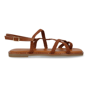 Sandalias planas de mujer, elegantes y comodas, diseño trenzado con cierre de hebilla ajustables