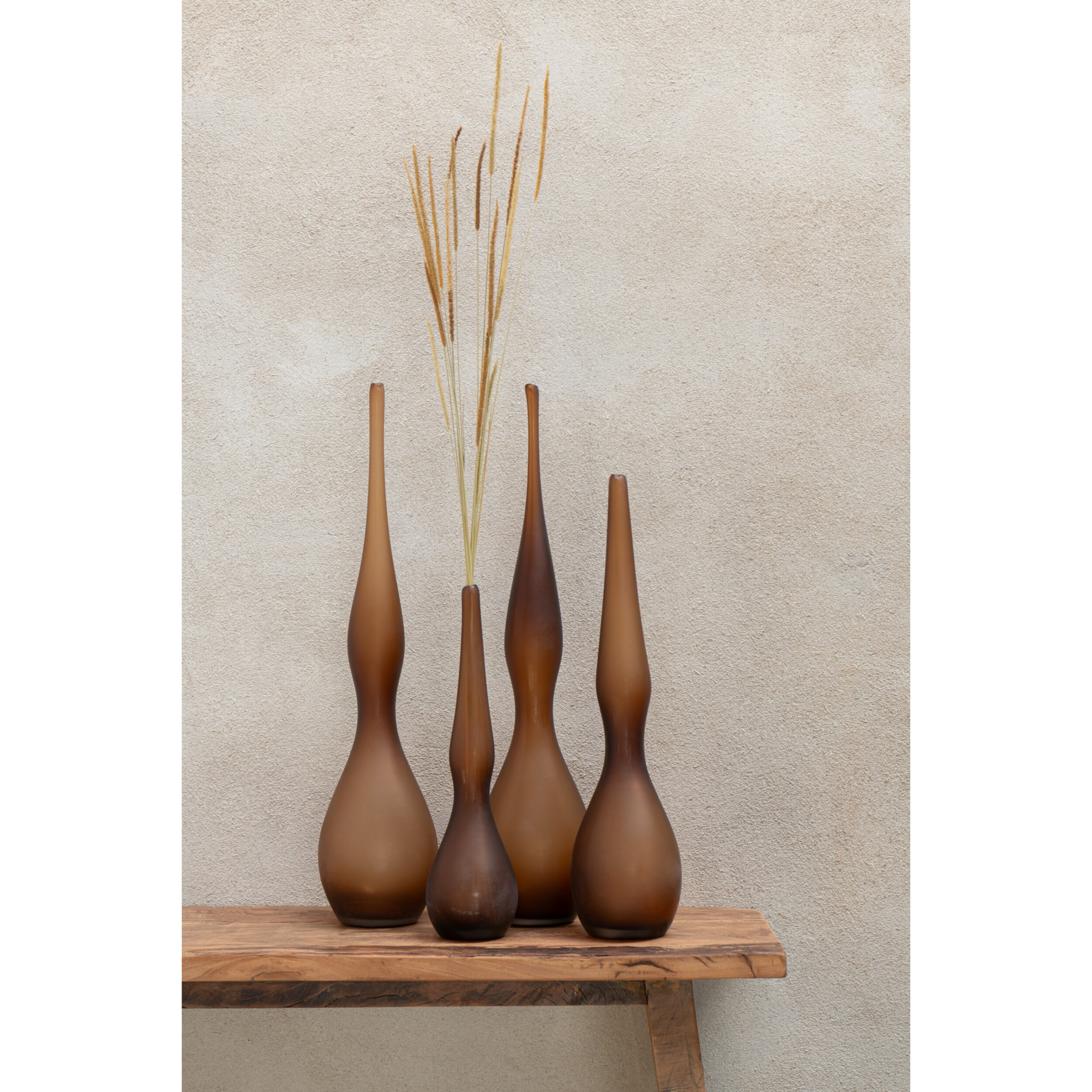 J-Line Set 3 Vase Yoko Courbe Flute Verre Marron