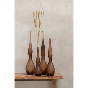 J-Line Set 3 Vase Yoko Courbe Flute Verre Marron