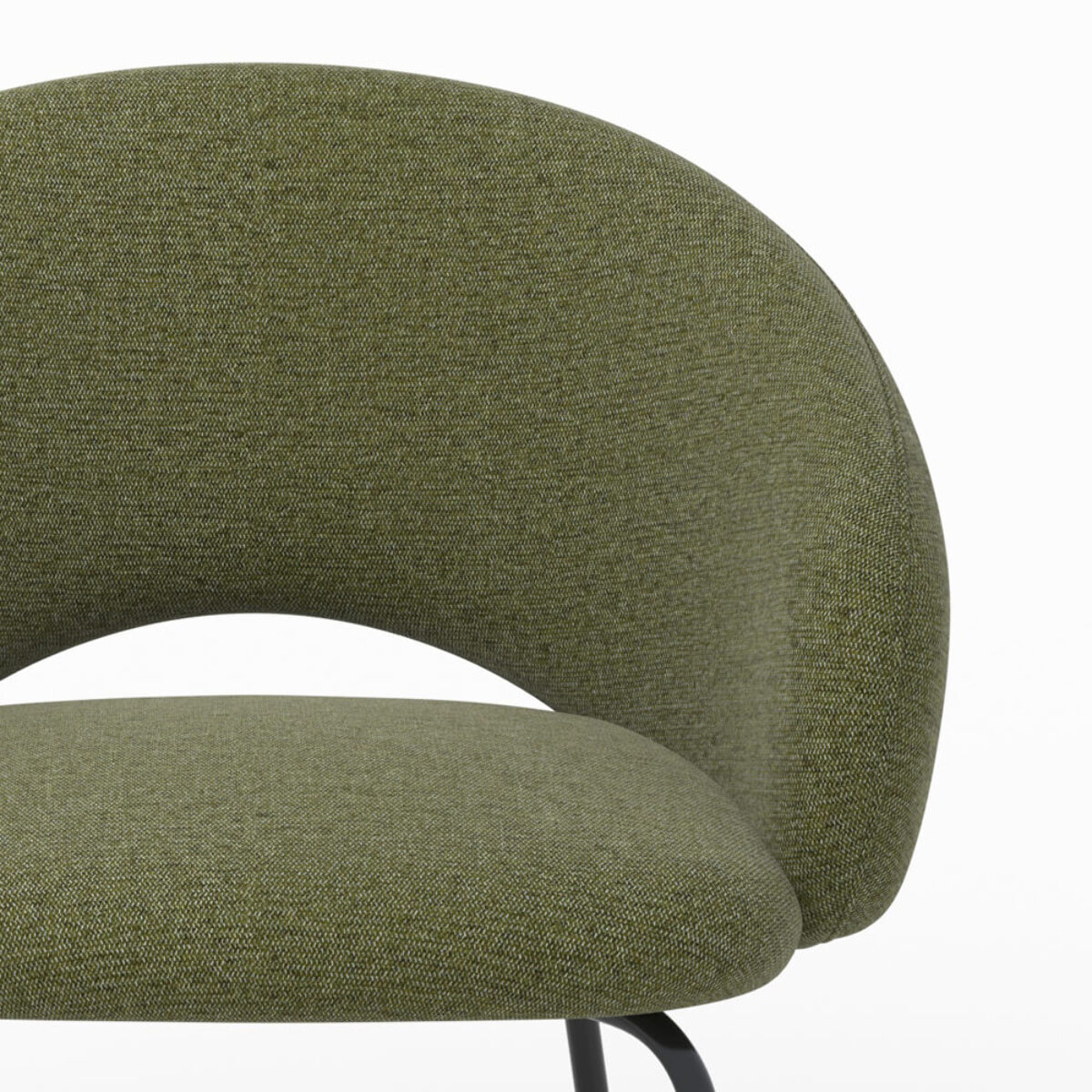 Chaise en tissu vert chiné et pieds noirs - Milly