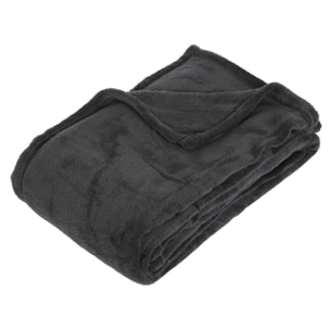 Plaid - microfibre - gris foncé - 125x150 cm