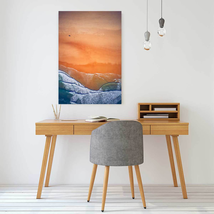 Tableau bord de mer plage terre de sienne  Toile imprimée