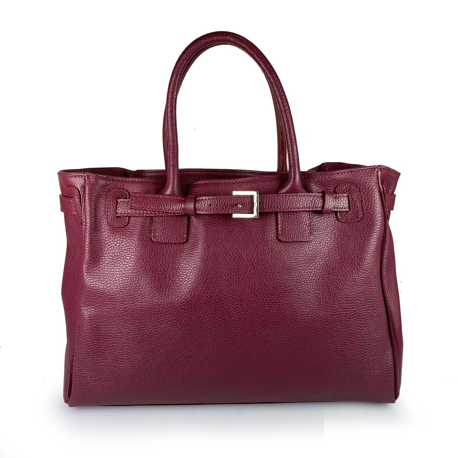 Borsa Donna in vera pelle Made in Italy colore Bordeaux dimensioni cm 28 x 38 x 15