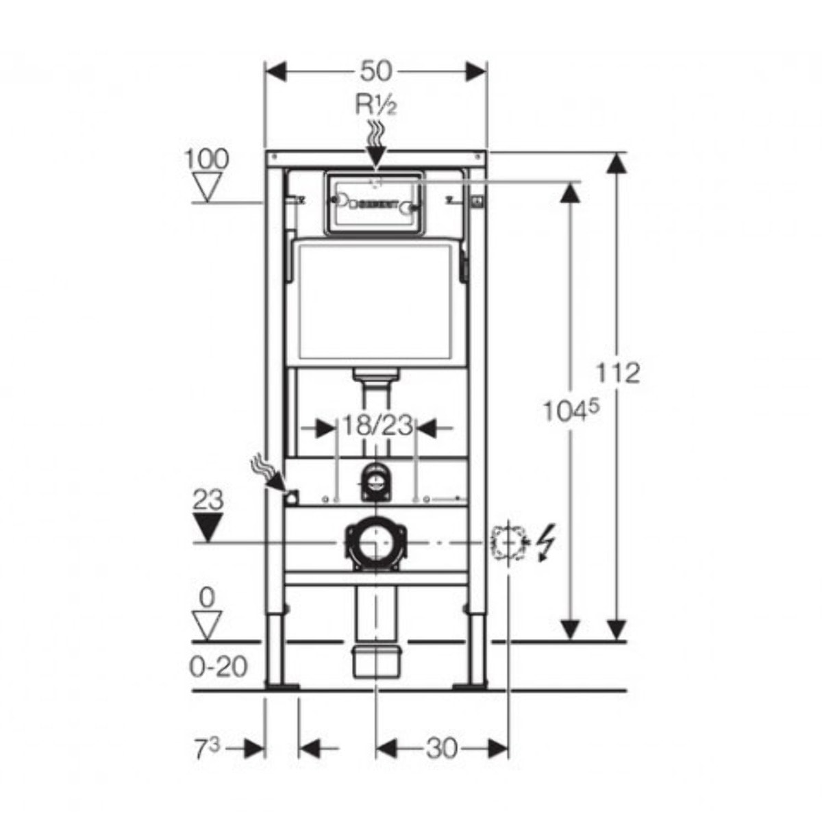 Pack WC Bati-support Geberit + WC Swiss Aqua Technologies Infinitio sans bride + plaque Delta 50 noir mat