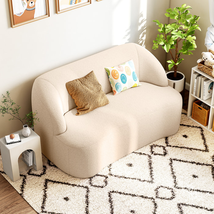Canapé 2 places bouclette beige dim. 142 x 85 x 73,5 cm aucun montage