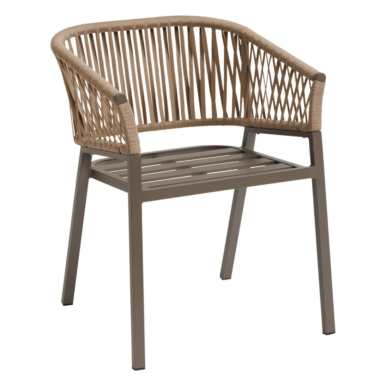 Lot de 2 fauteuils de jardin "Oriengo" miel & praline en aluminium et mailles tressées