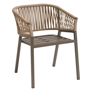 Lot de 2 fauteuils de jardin "Oriengo" miel & praline en aluminium et mailles tressées