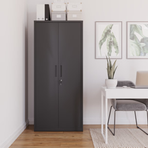 Armadio Armadietto In Metallo Multiuso Doppia Anta 5 Ripiani Regolabili Chiusura Con Doppia Chiave Mobiletto Documenti Ufficio 180x80x40 Cm Nero