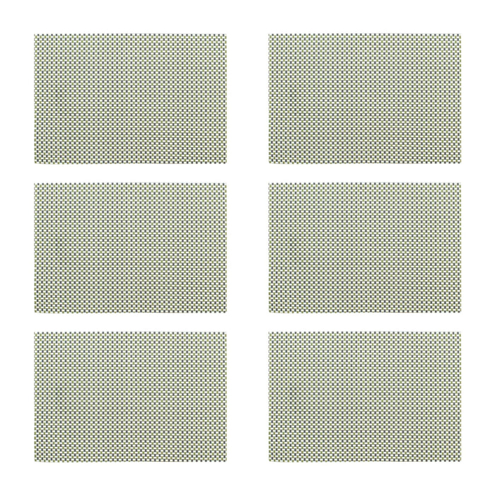Lot de  6 sets de table tissé en PVC vert 45x30cm