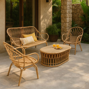 Salon de jardin 4 places en rotin tressé et métal  CAYMAN