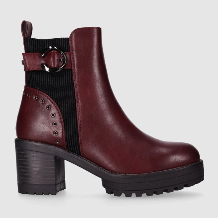 Botines - Vino - Tacón: 6 cm