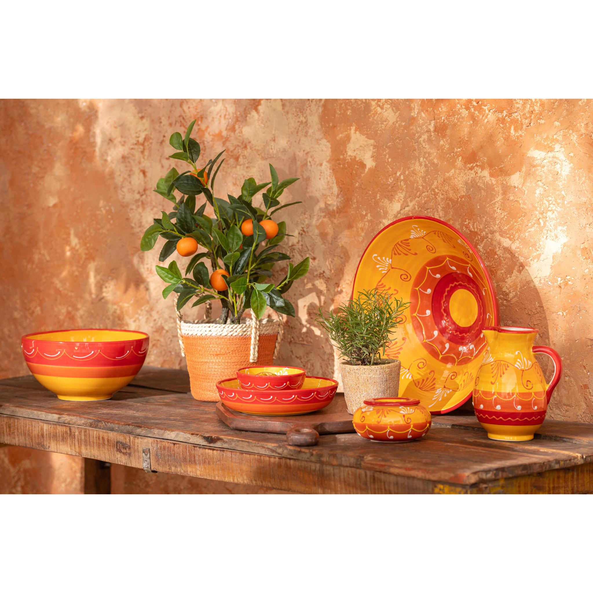 J-Line Bol - céramique - orange/rouge - medium