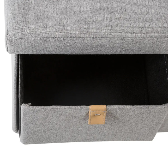 Pouf pliant double "Suède" gris 6 tiroirs