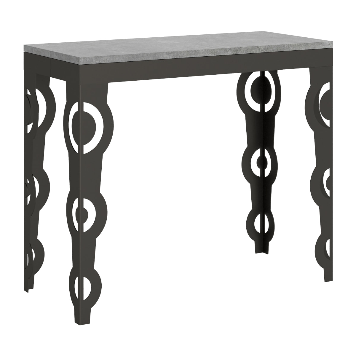 Console Karamay Small Evolution cm.90x40 (extensible à 196) Ciment cadre Anthracite