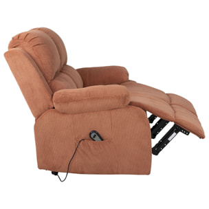 Armand - Canapé 2 places relax électrique en velours côtelé - Terracotta