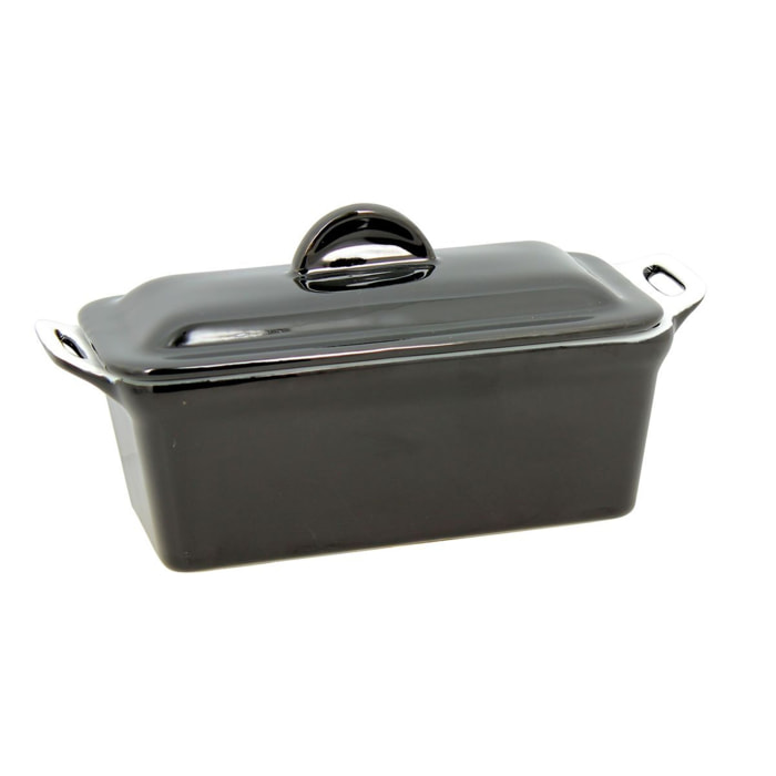Terrine rectangulaire en grès noir 24x10cm