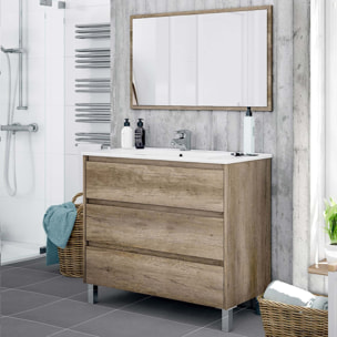 Mueble baño devin 3c 100cm color nordik con espejo, sin lavabo