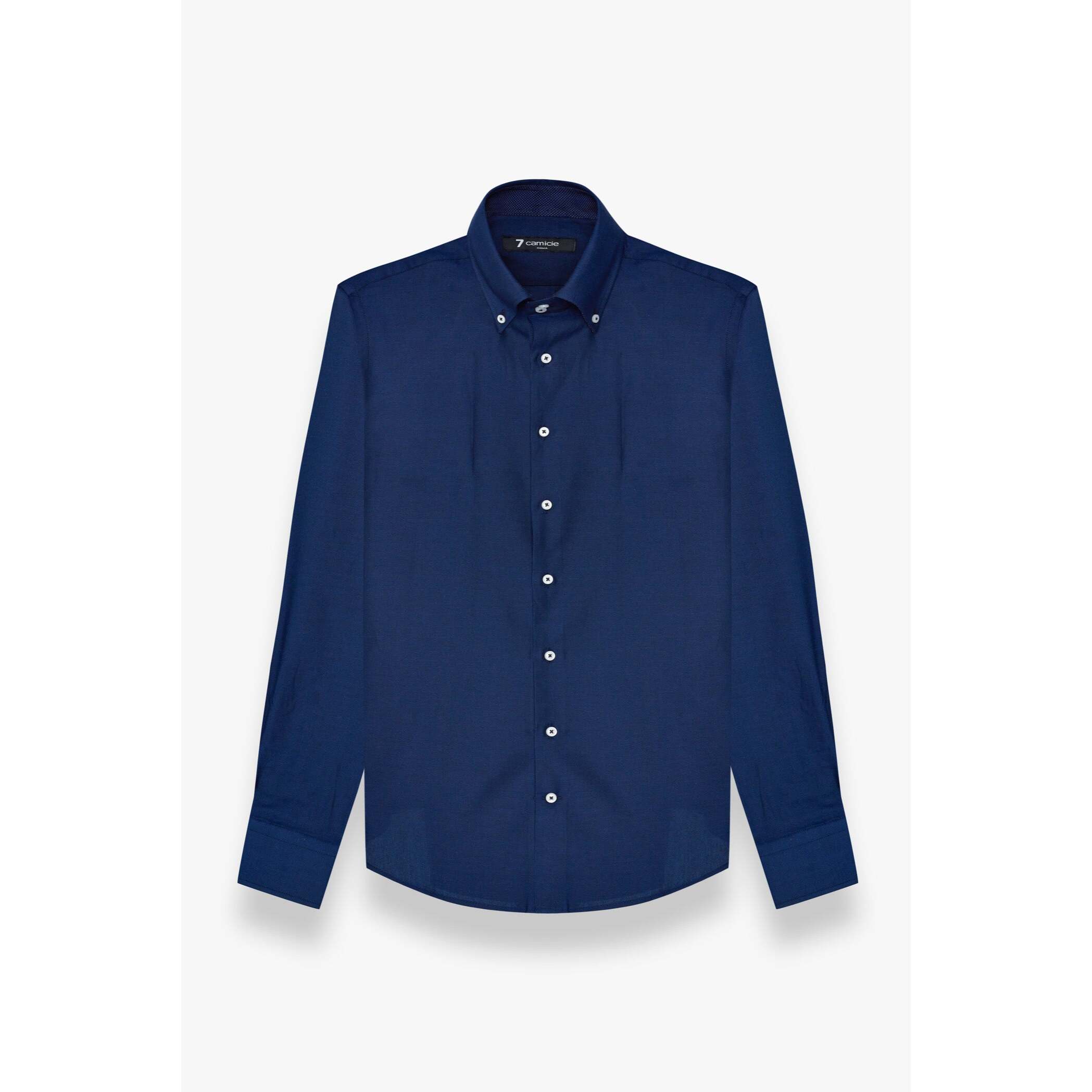 Camicia Uomo 2 Bottoni Button Down Slim Oxford unito Blu