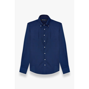 Camicia Uomo 2 Bottoni Button Down Slim Oxford unito Blu