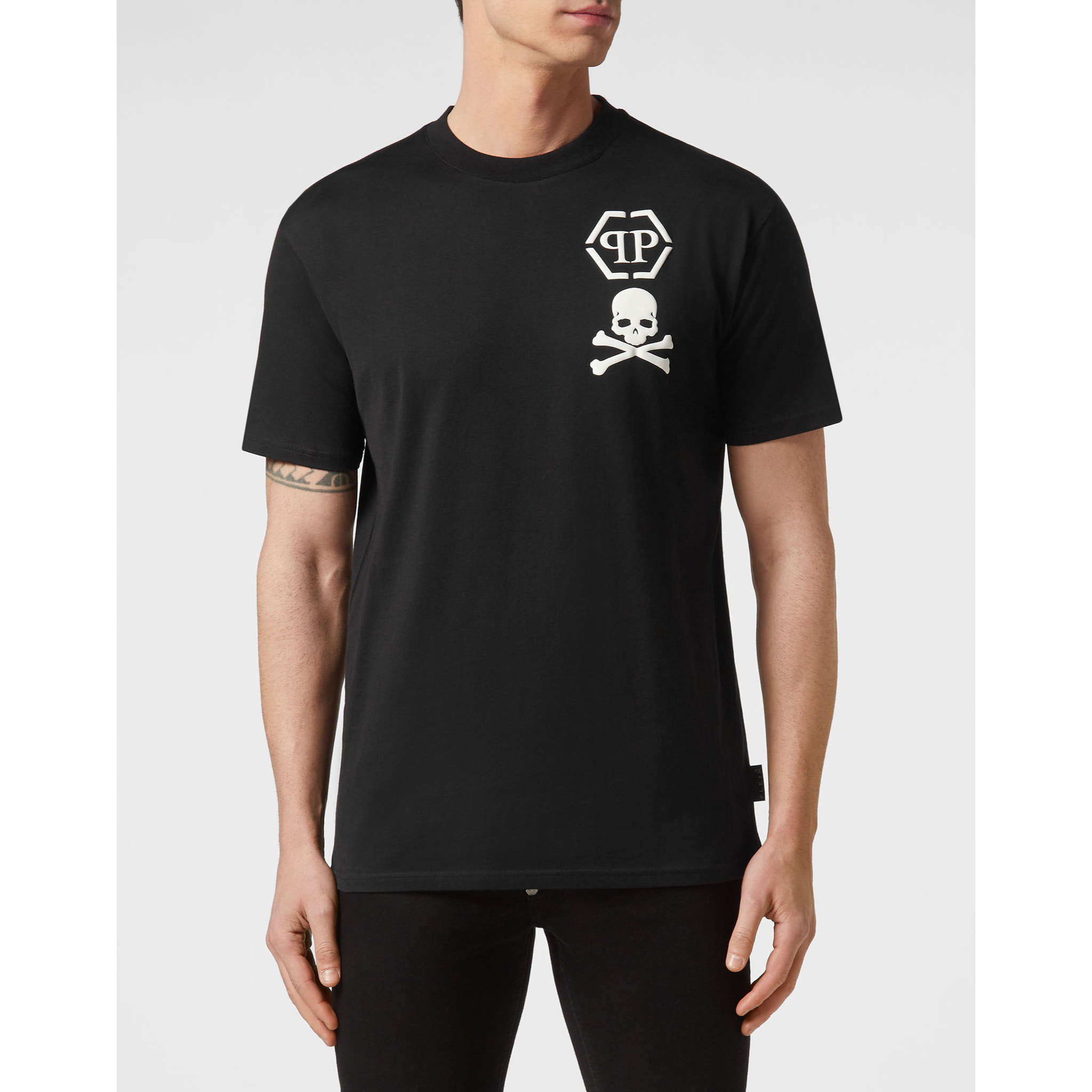 PHILIPP PLEIN Camiseta cuello pico SKULL