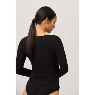 Maglietta nera a maniche lunghe in cotone biologico