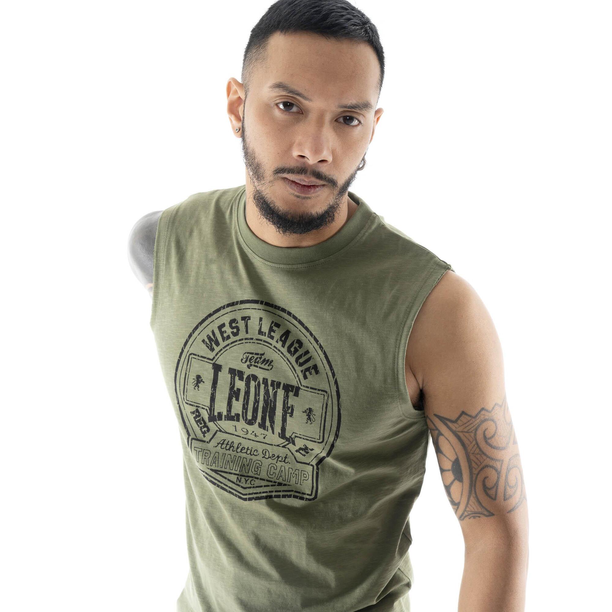 T-shirt smanicata da uomo in cotone Leone Military 1947