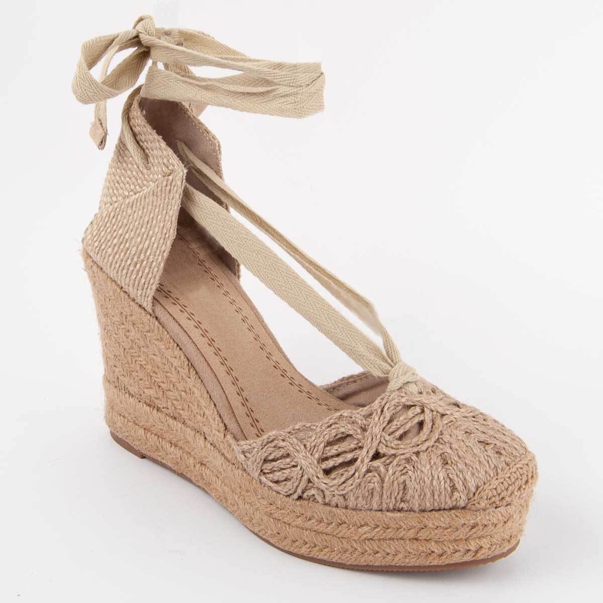 Alpargata De Cuña - Beige - Altura: 10 Cm