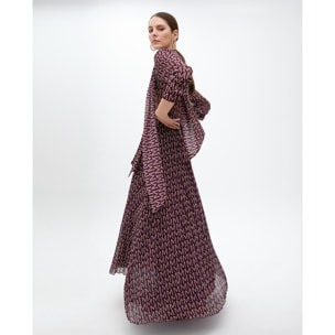 Abito Lungo Plissettato con Logo