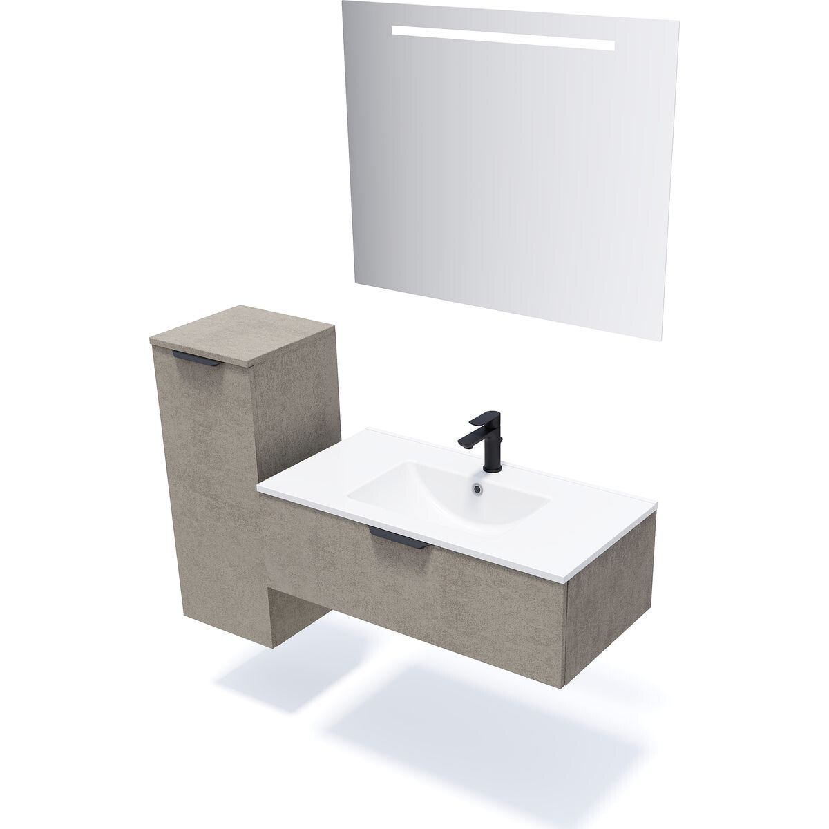 Ensemble vasque intégrée 1 tiroir + miroir - VENICE