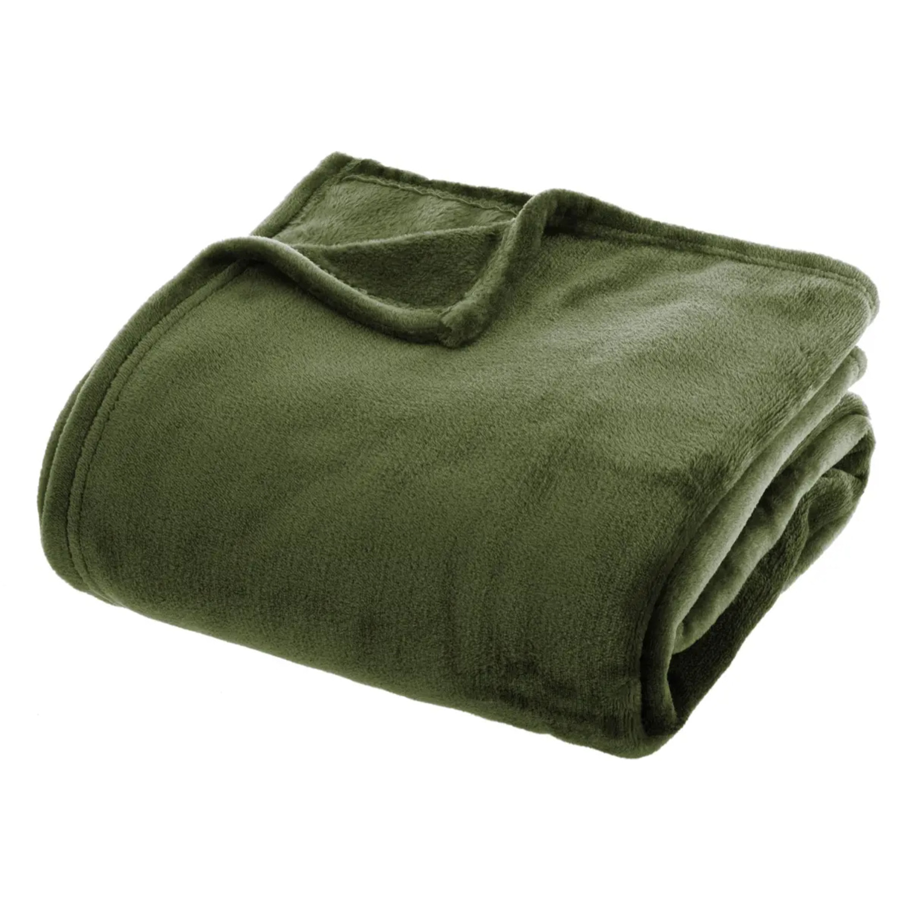 Plaid flanelle vert kaki 130x180cm