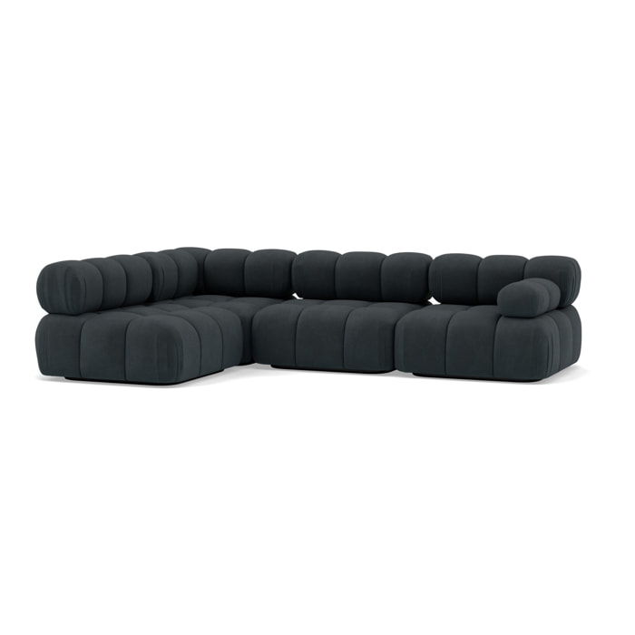 Ruby - canapé modulable d'angle gauche 5 places en velours texturé - Noir