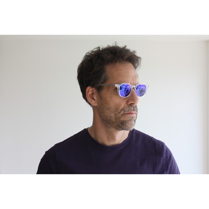 Gafas de sol OCEAN HILL - Blanco transparente brillante / Revo azul