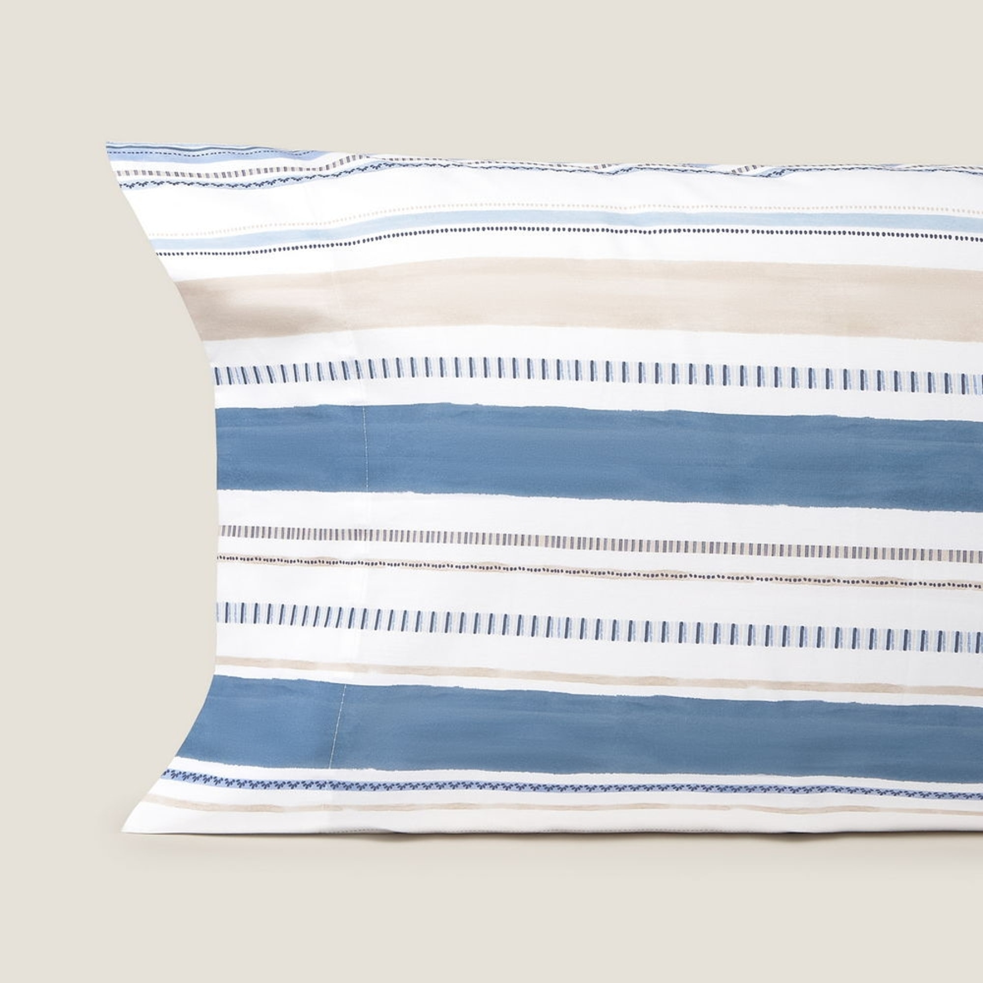 Funda de almohada de algodón 180 hilos rayas Drea color azul 100% Algodón percal