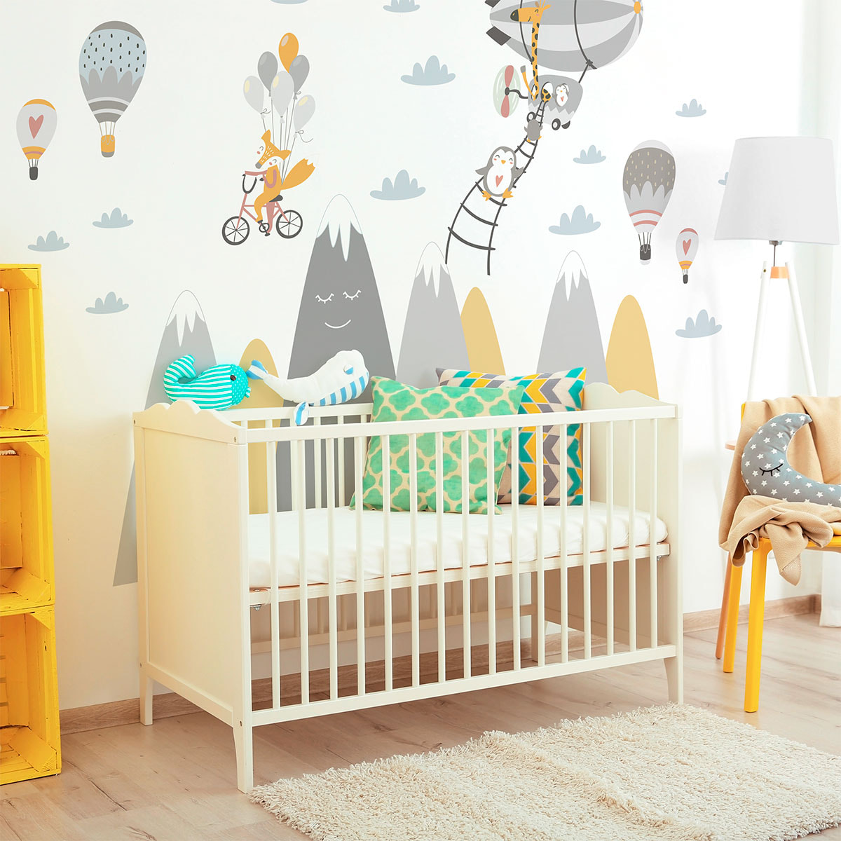 Stickers muraux enfants - Décoration chambre bébé - Autocollant Sticker mural géant enfant montagnes scandinaves ANIMAUX MAGIQUE