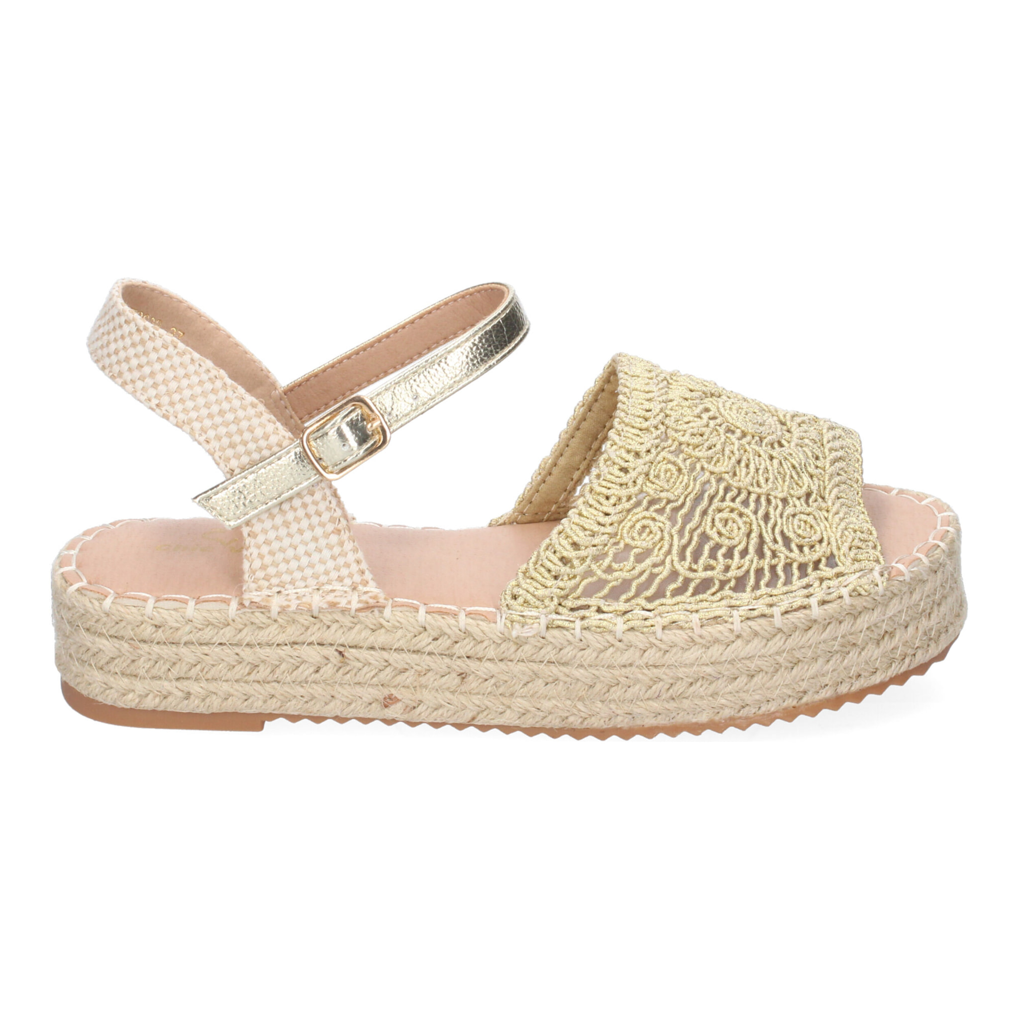 Sandalia de Plataforma para Mujer, Comoda, Forrada de Yute, Pala Abierta y Entrelazada