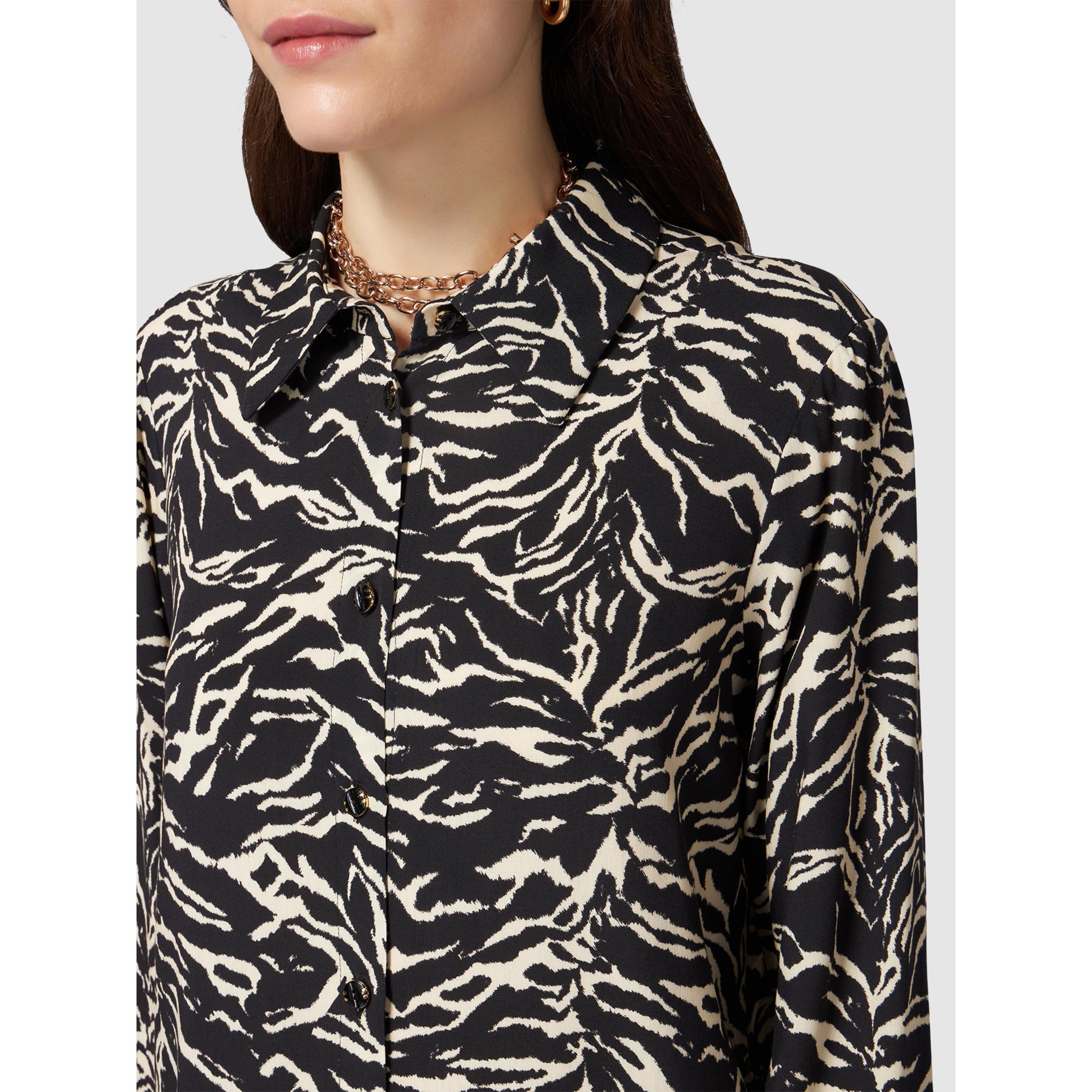 Oltre - Camicia animalier in viscosa eco-friendly - Nero