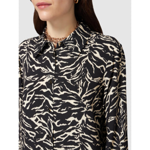 Oltre - Camicia animalier in viscosa eco-friendly - Nero