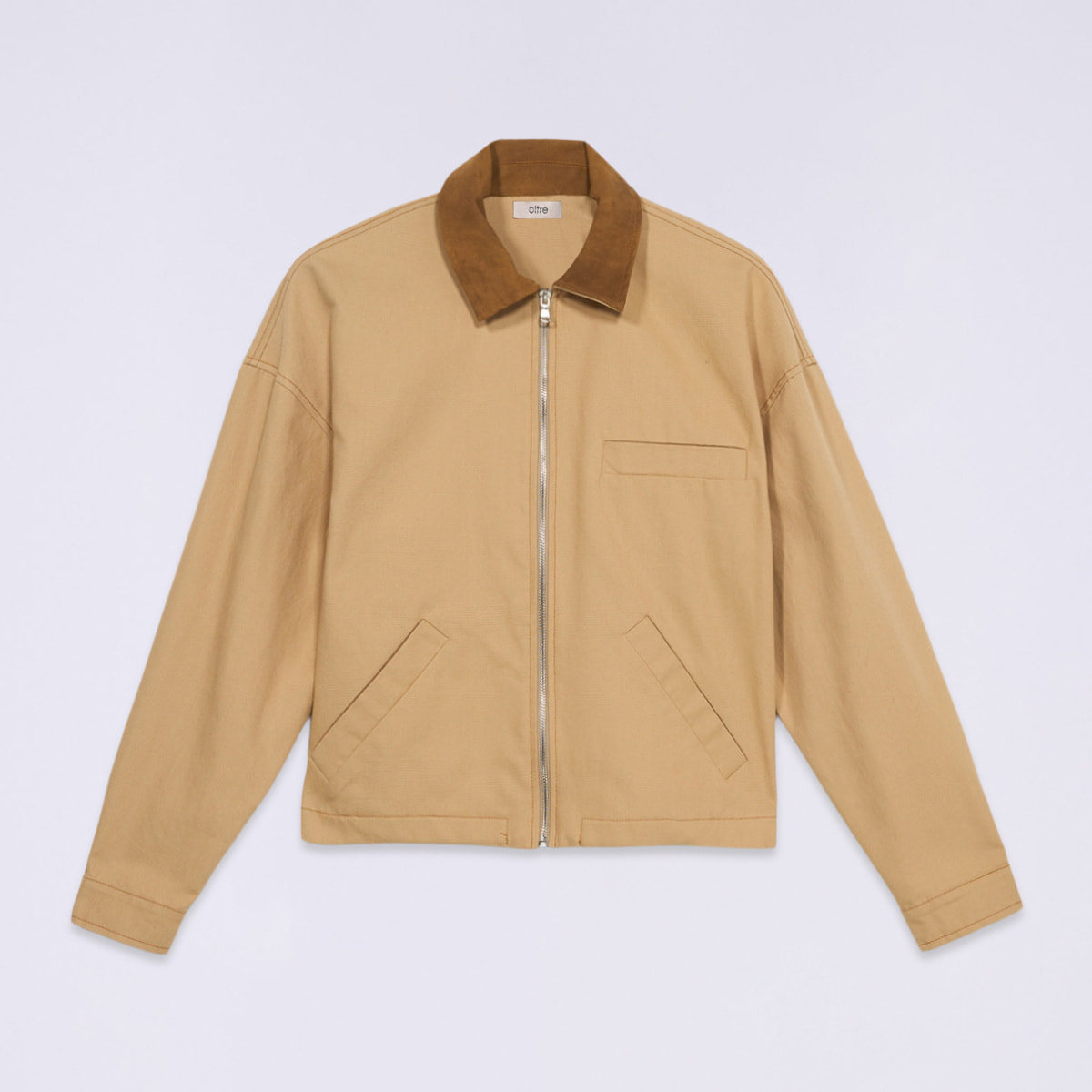 Oltre - Chaqueta bimaterial de mezcla de algodón - Beige