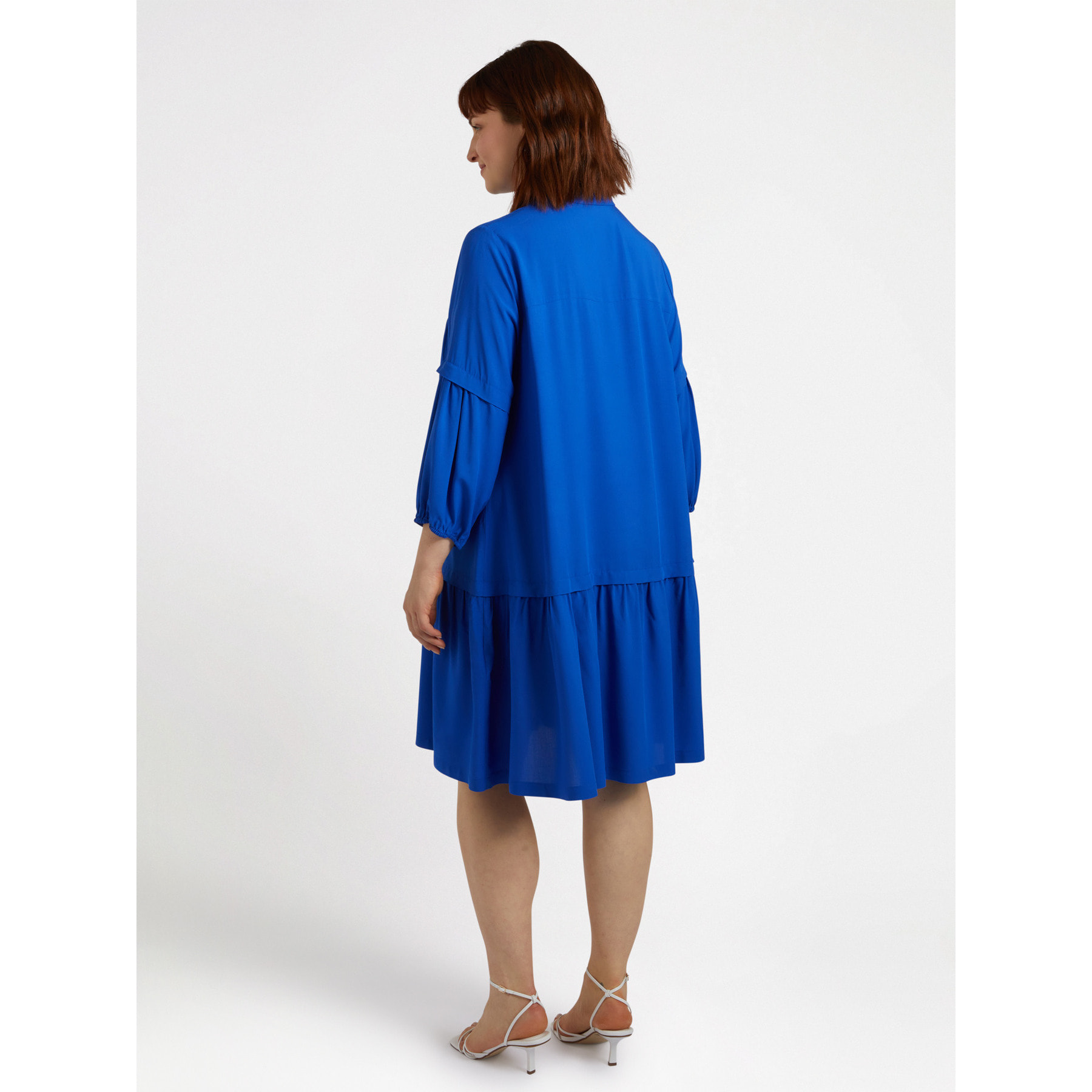 Fiorella Rubino - Vestido de volantes con viscosa LENZING™ ECOVERO™ - Azul aciano