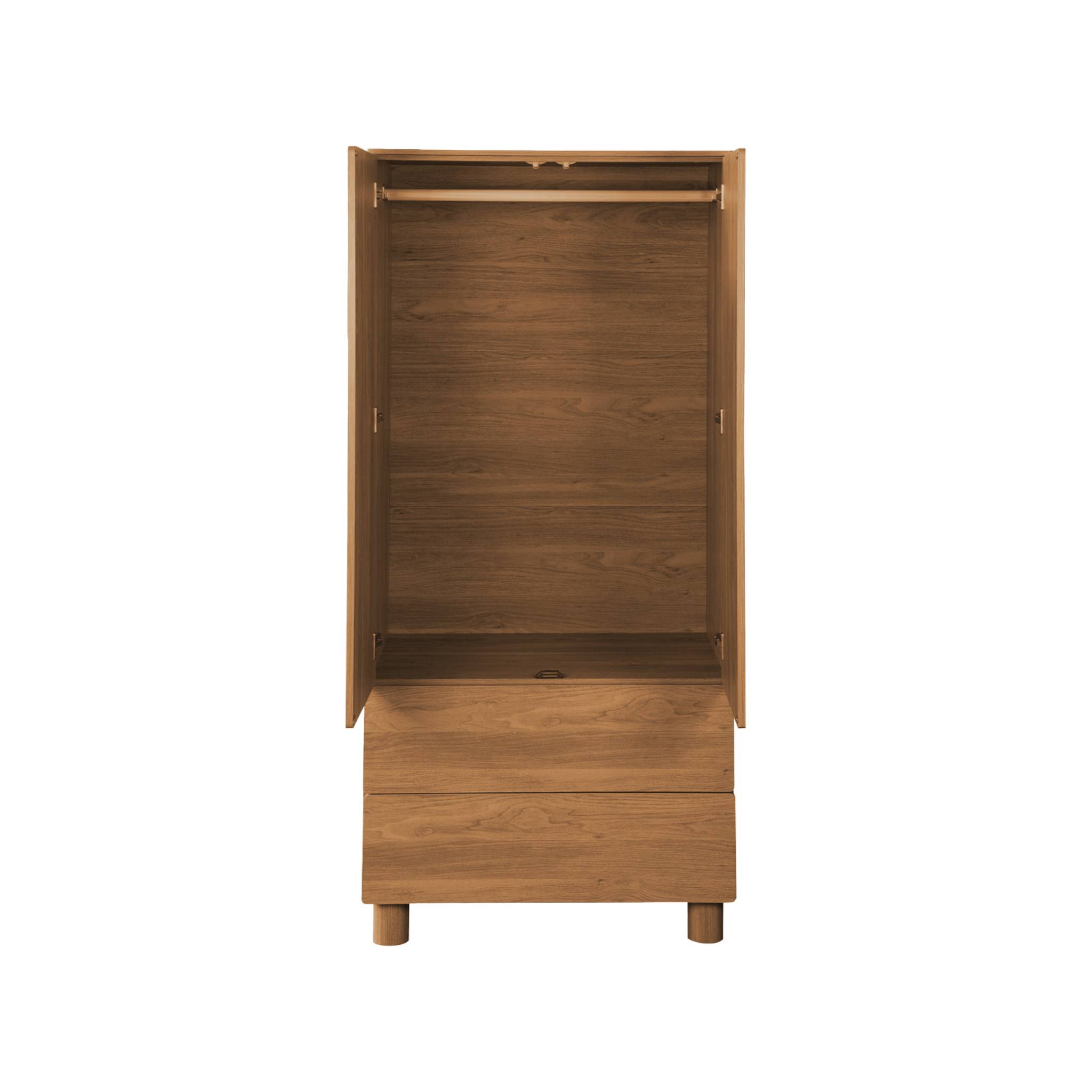 Armoire dressing décor bois 2 portes 2 tiroirs et 1 penderie AYANA