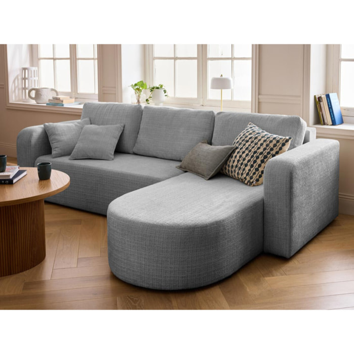 Miro - canapé d'angle réversible - 4 places - convertible avec coffre - en velours texturé - Gris