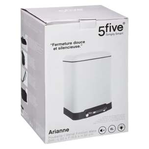 Poubelle à pédale métal 6L "Ariane" blanc
