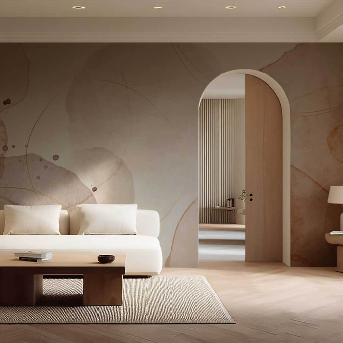 Papier peint abstrait aquarelle nude et terracotta minimaliste Intissé