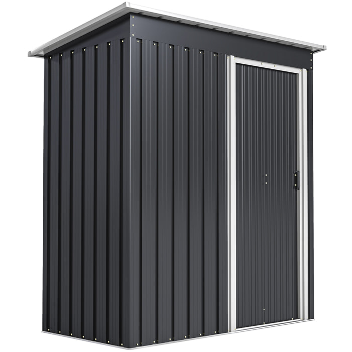 Abri de jardin - remise pour outils - cabanon porte coulissante - dim. 163L x 89l x 182H cm - tôle d'acier noir blanc