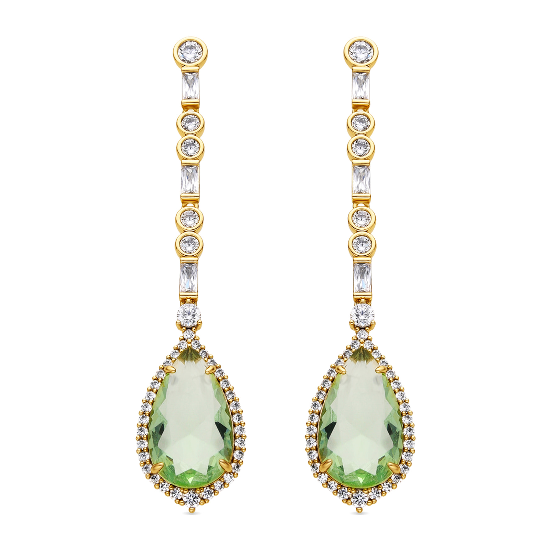 Pendientes con Circonita Multicolor acabado oro 18k
