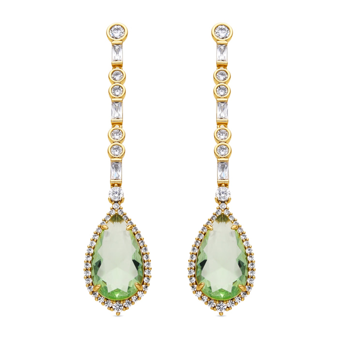 Pendientes con Circonita Multicolor acabado oro 18k