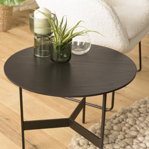 DALY - Table basse ronde noire 50x50cm piètement métal