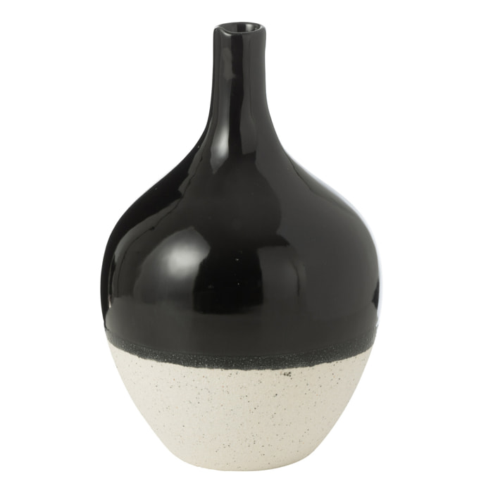 J-Line vase Iva - porcelaine - noir/blanc - medium - Ø 15.5 cm