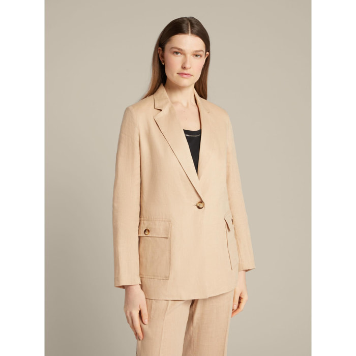 Elena Mirò - Blazer de lino estilo sahariano - Beige