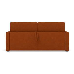 Julia - canapé 3 places convertible couchage quotidien matelas 14 cm en tissu - Rouille